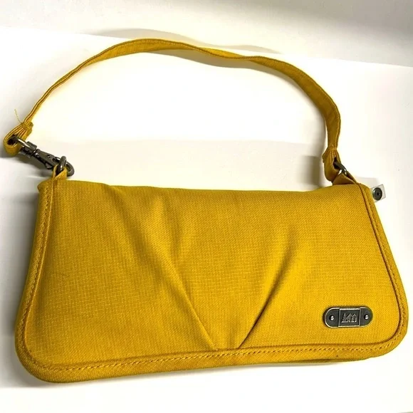 REI Convertible Wristlet Pochette Bag Wallet Mustard Yellow - Picture 2 of 8